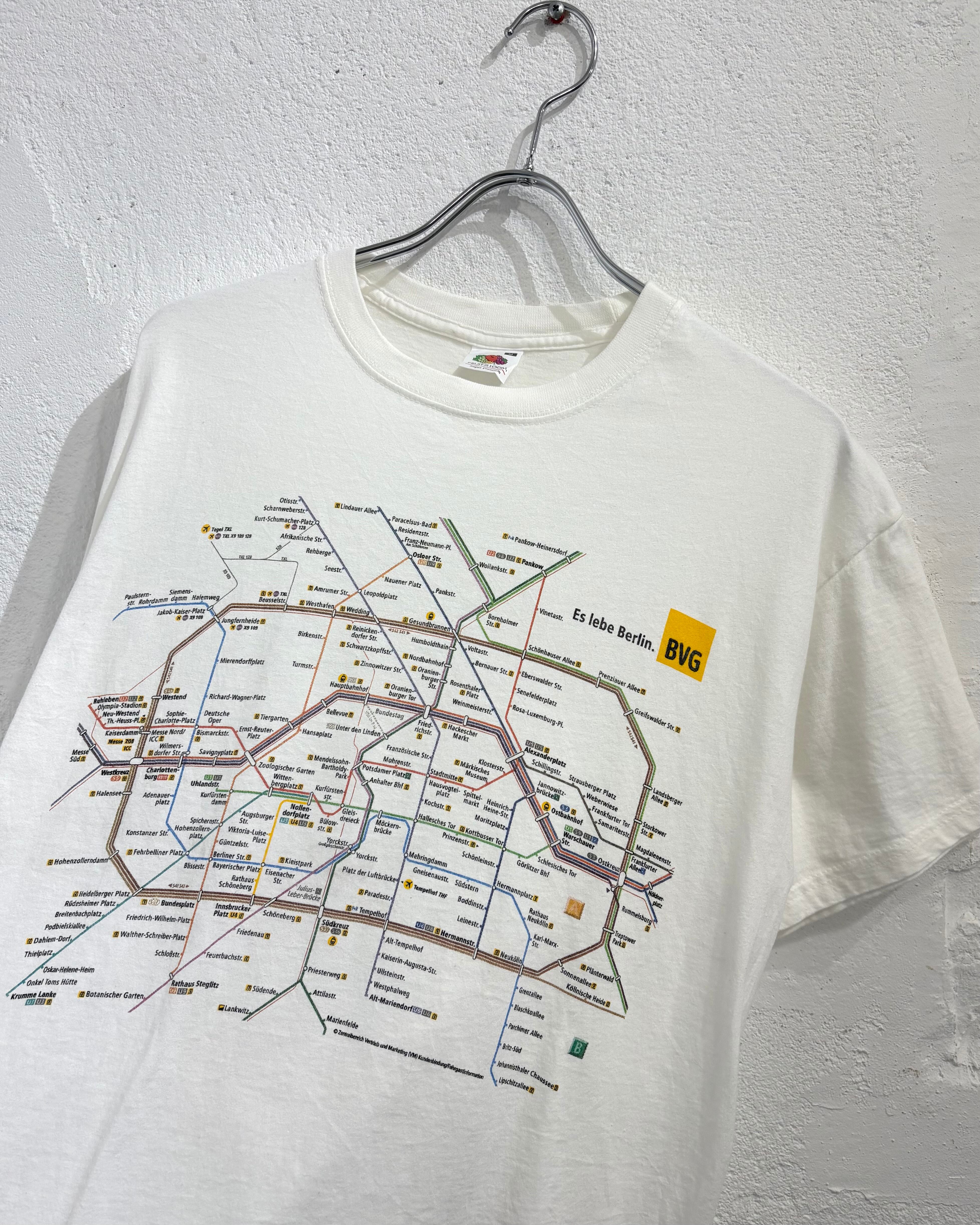 00s~ FRUIT OF THE LOOM "BVG" Subway Route Map Print Tee