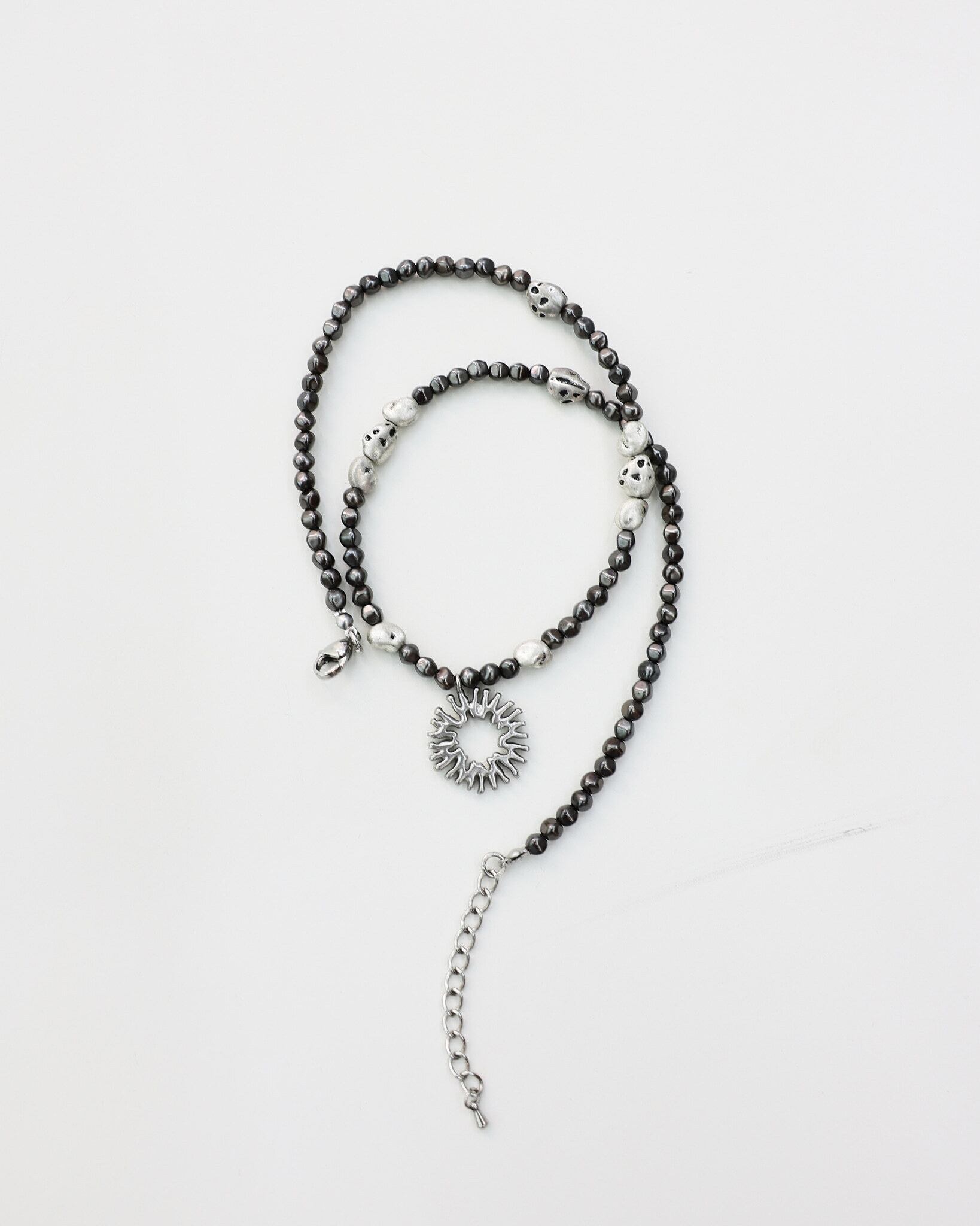 999HUMANITY] PEBBLE SYMBOL NECKLACE (BLACK SILVER) 正規品 韓国