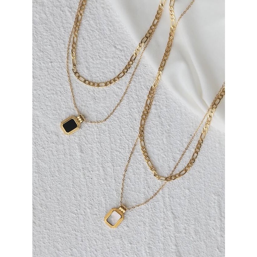 double chain square necklace