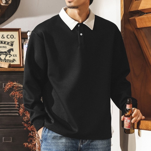 polo-neck bi-color tops A1394