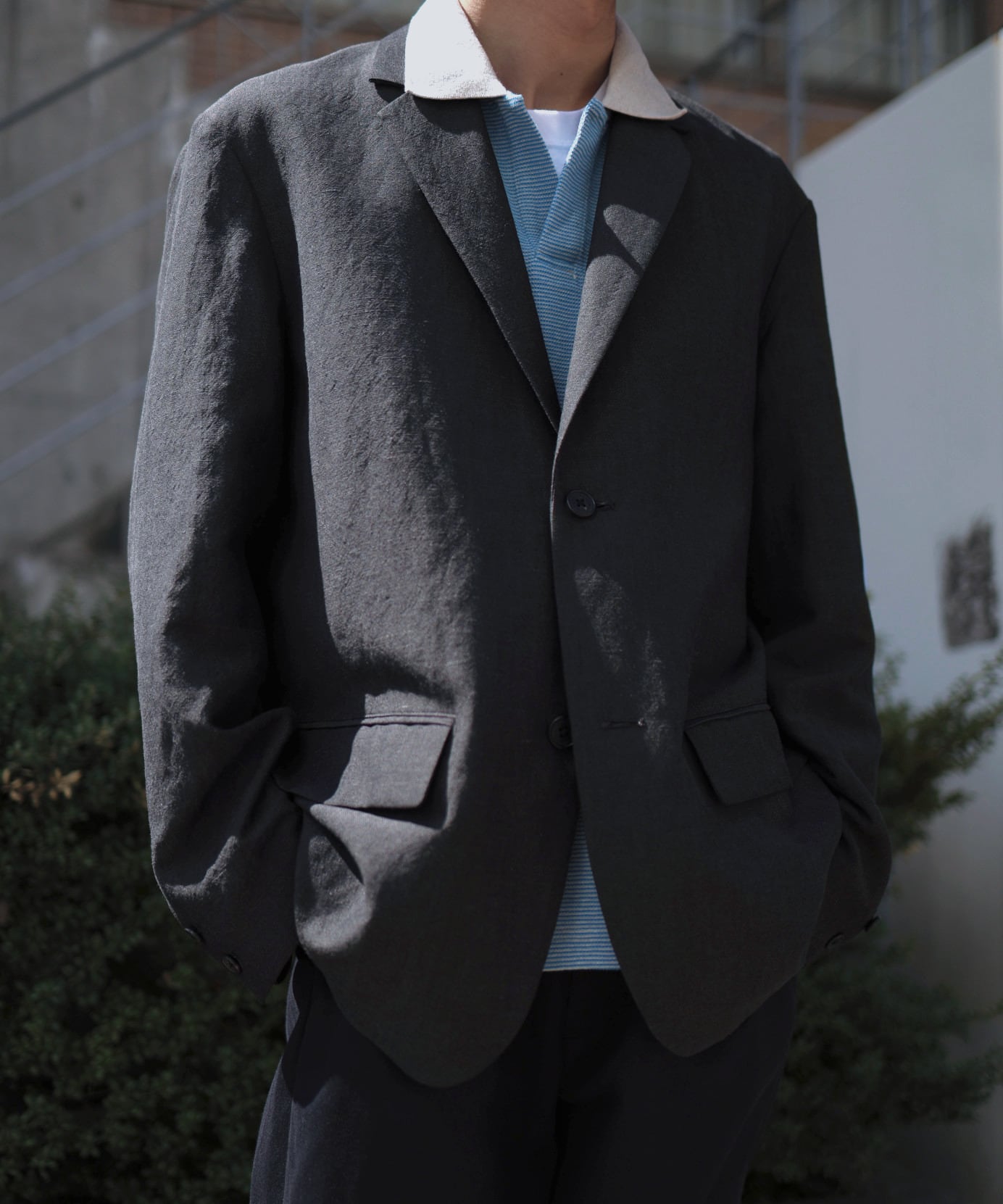UNIVERSAL PRODUCTS. / 261-60404 WOOL LINEN 2B JACKET (CHARCOAL