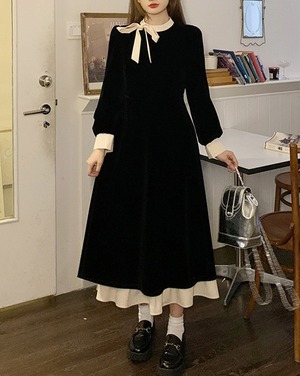 ワンピース レディース プルオーバー フレアワンピース ワンピドレス ロング丈 長袖 Aライン ハイウエスト 大人 おしゃれ 大人可愛い 大人女子 とろみ感 無地 春 秋 冬 デート お出かけ 休日 旅行 普段使い 体系カバー 送料無料 M L XL 2XL 3XL ブラック