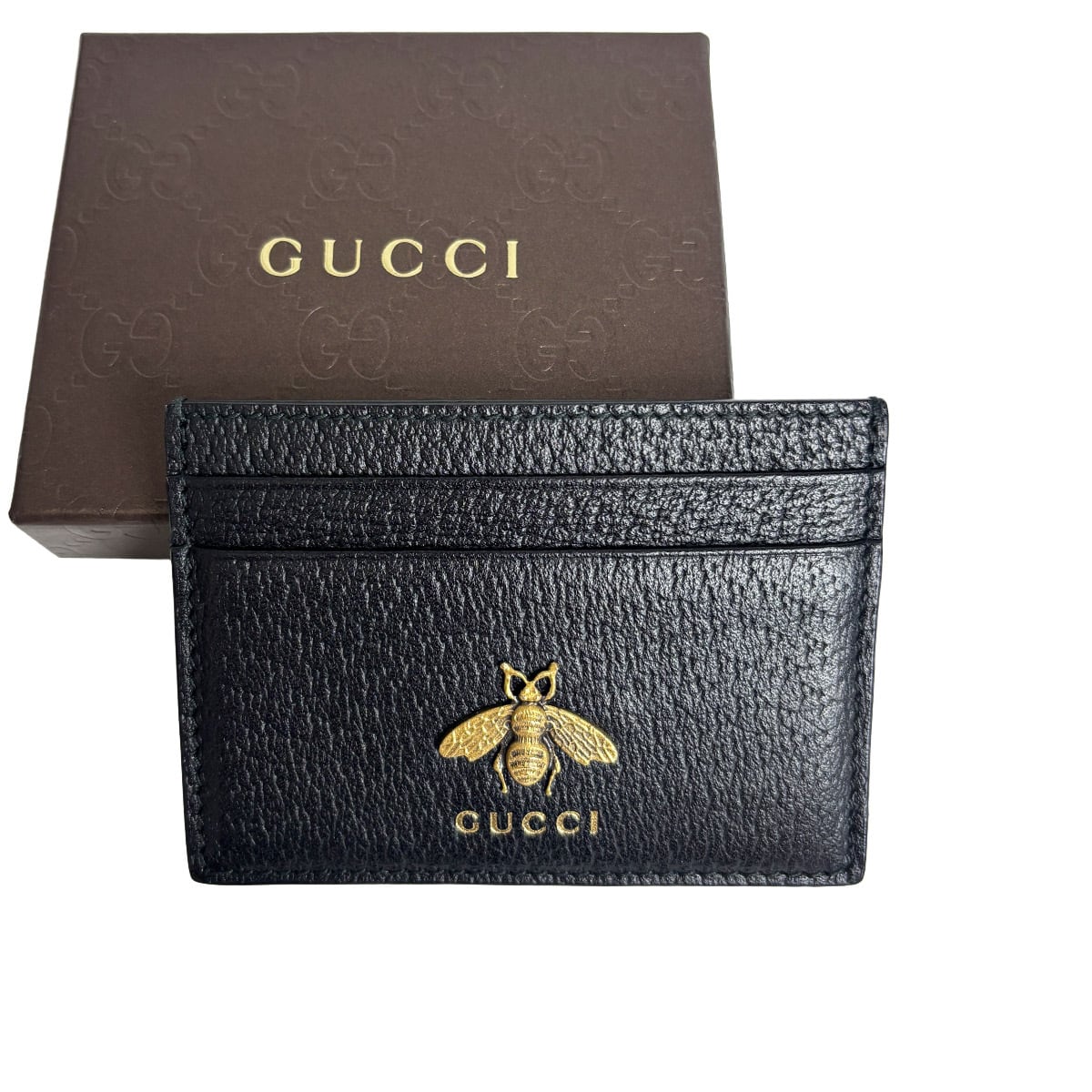 グッチ カードケース アニマリエ ビー レザー ブラック GUCCI 蜂