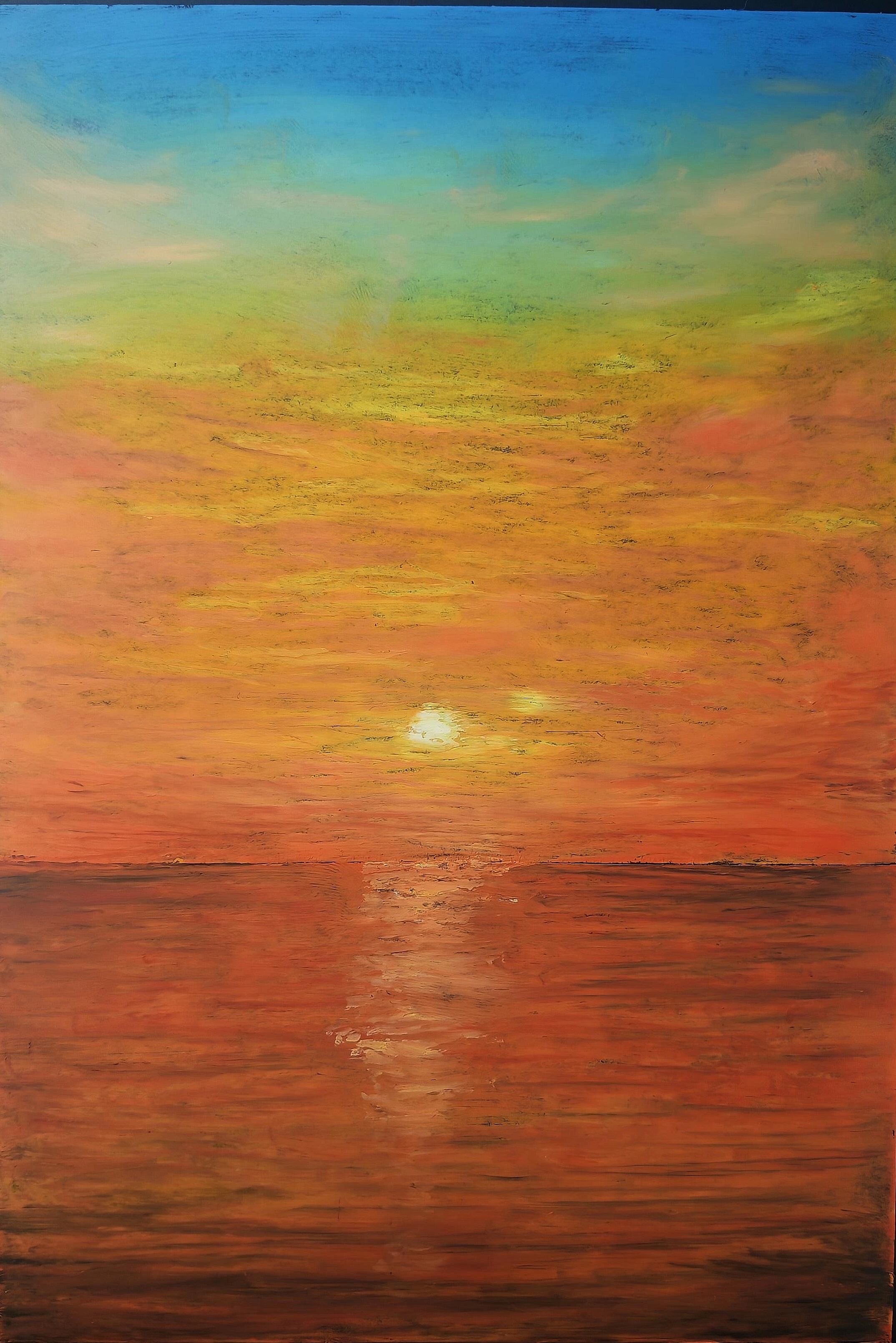 パステル画（原画）内灘砂丘・夕陽。 パステル画（原画）内灘砂丘・夕陽。