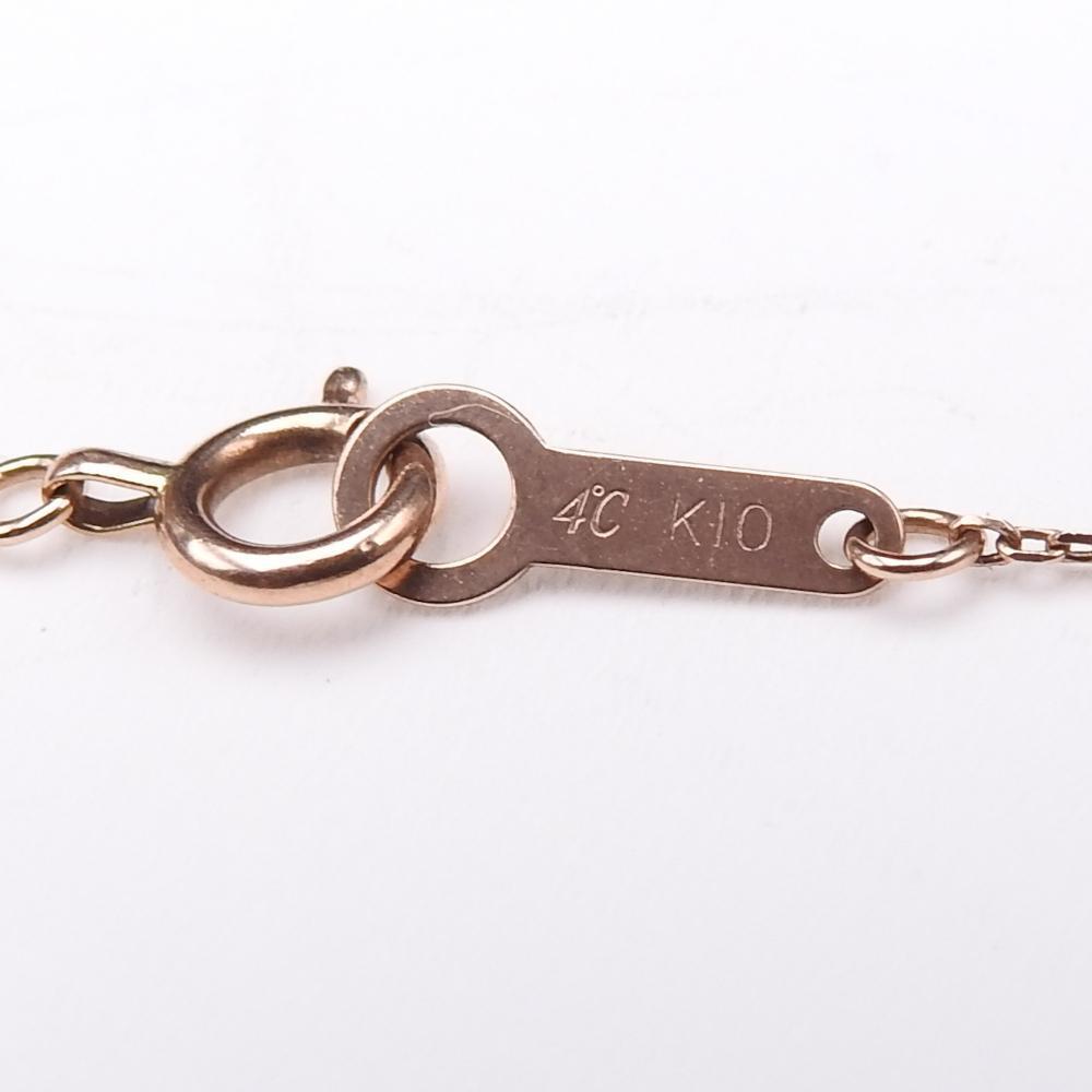正規品】4℃ クロスネックレス K10 ピンクゴールド 透明石 全長約 正規品】4℃ クロスネックレス K10 ピンクゴールド 透明石 全長約