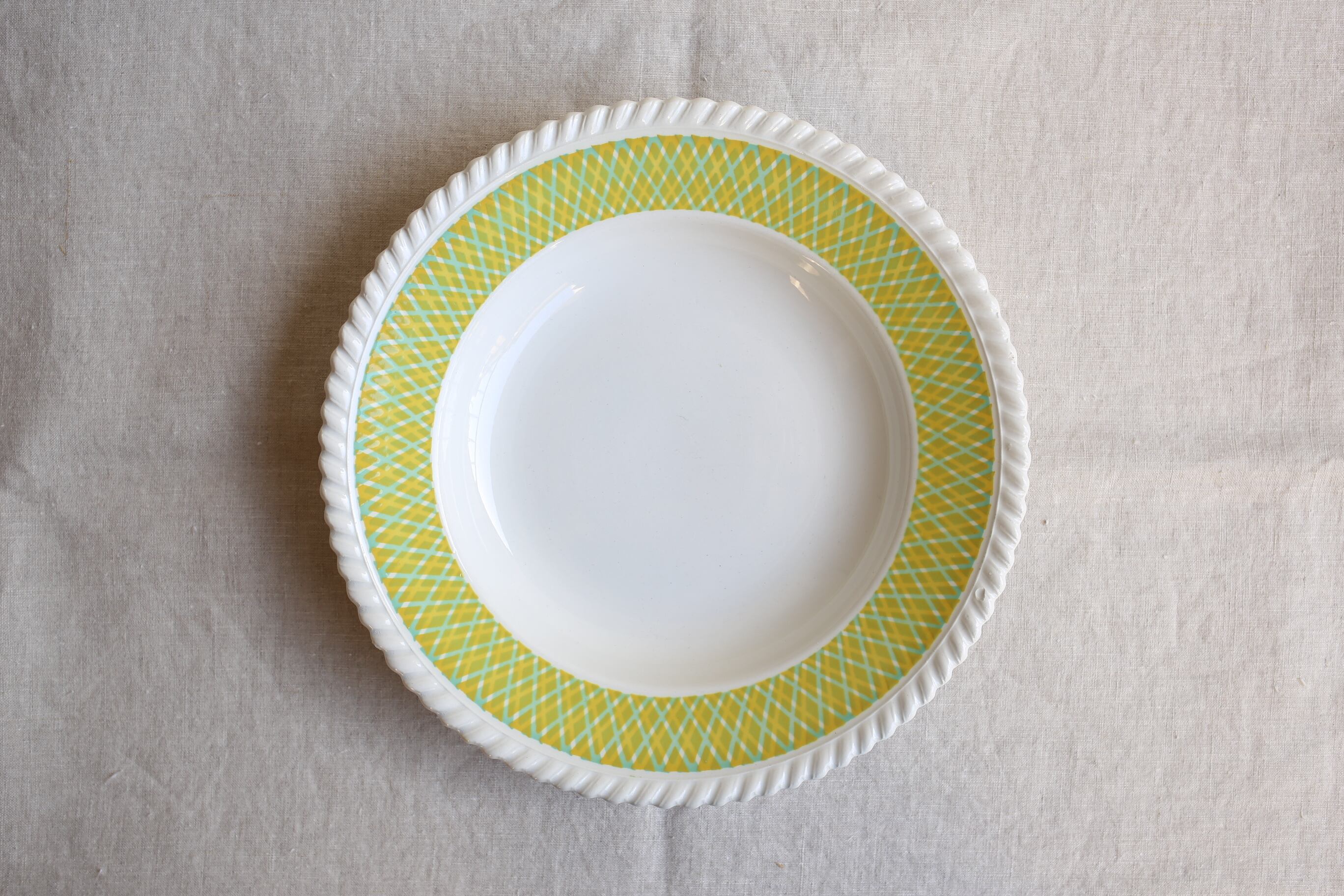 フランス アンティーク ヴィンテージ Badonviller バドンヴィレー フリル 深皿 N-00600c