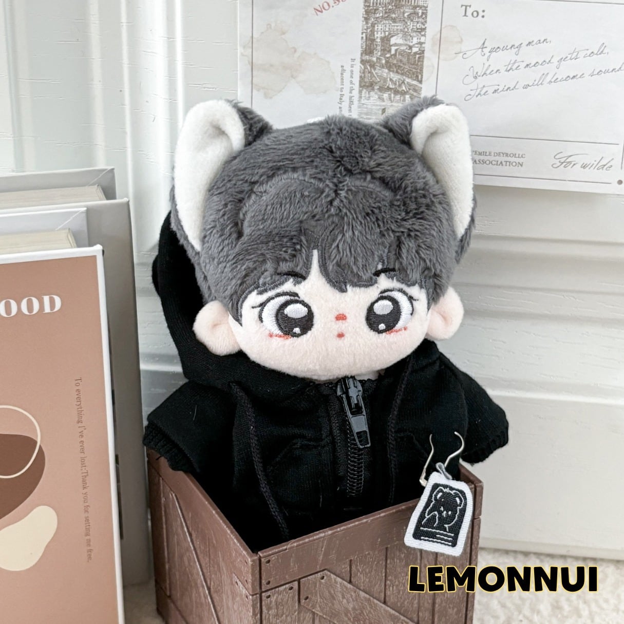 10cm ぬいぐるみ服 着せ替え お出かけ ジャージセット 激かわ 黒 ぬい