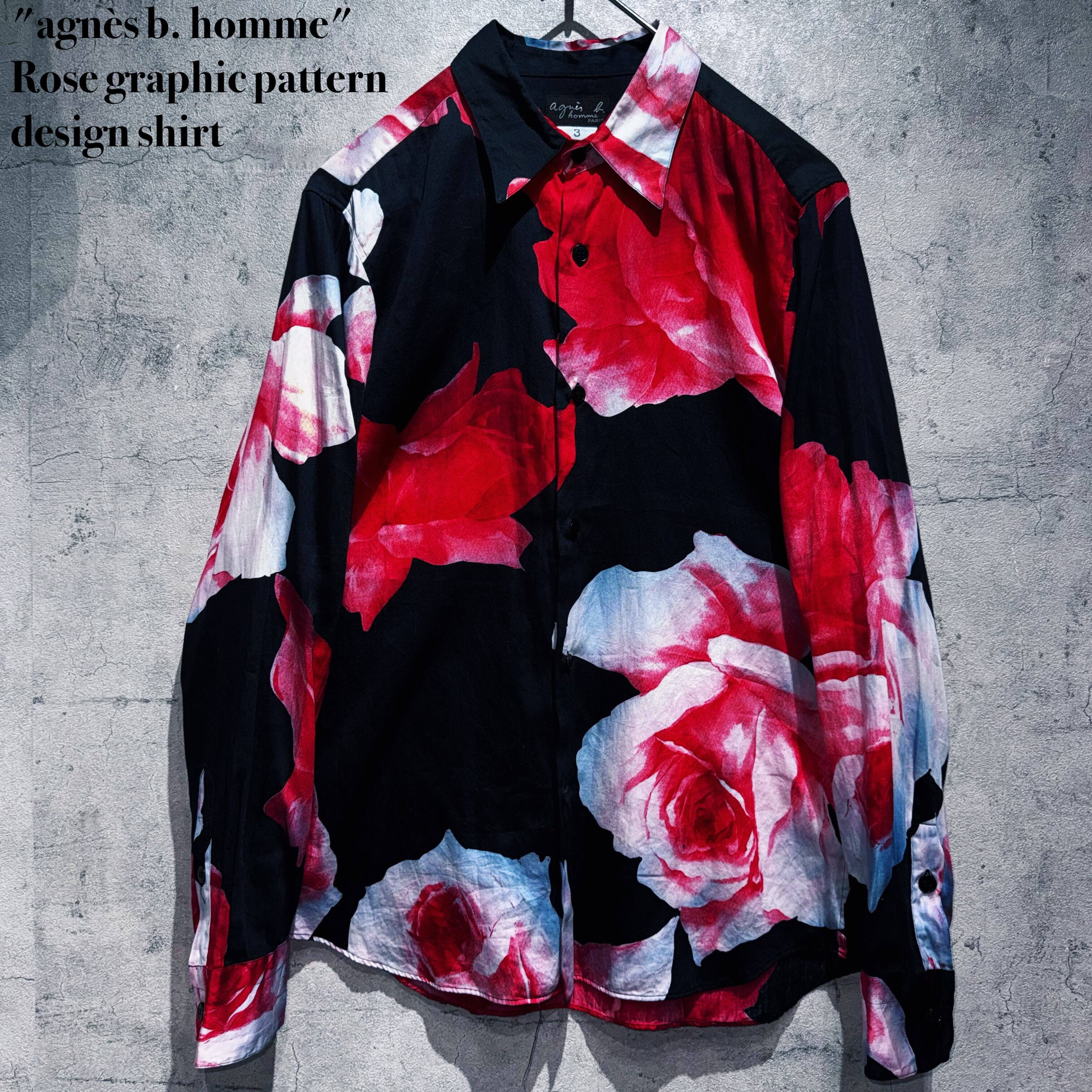 "agnès b. homme"Rose graphic pattern design shirt