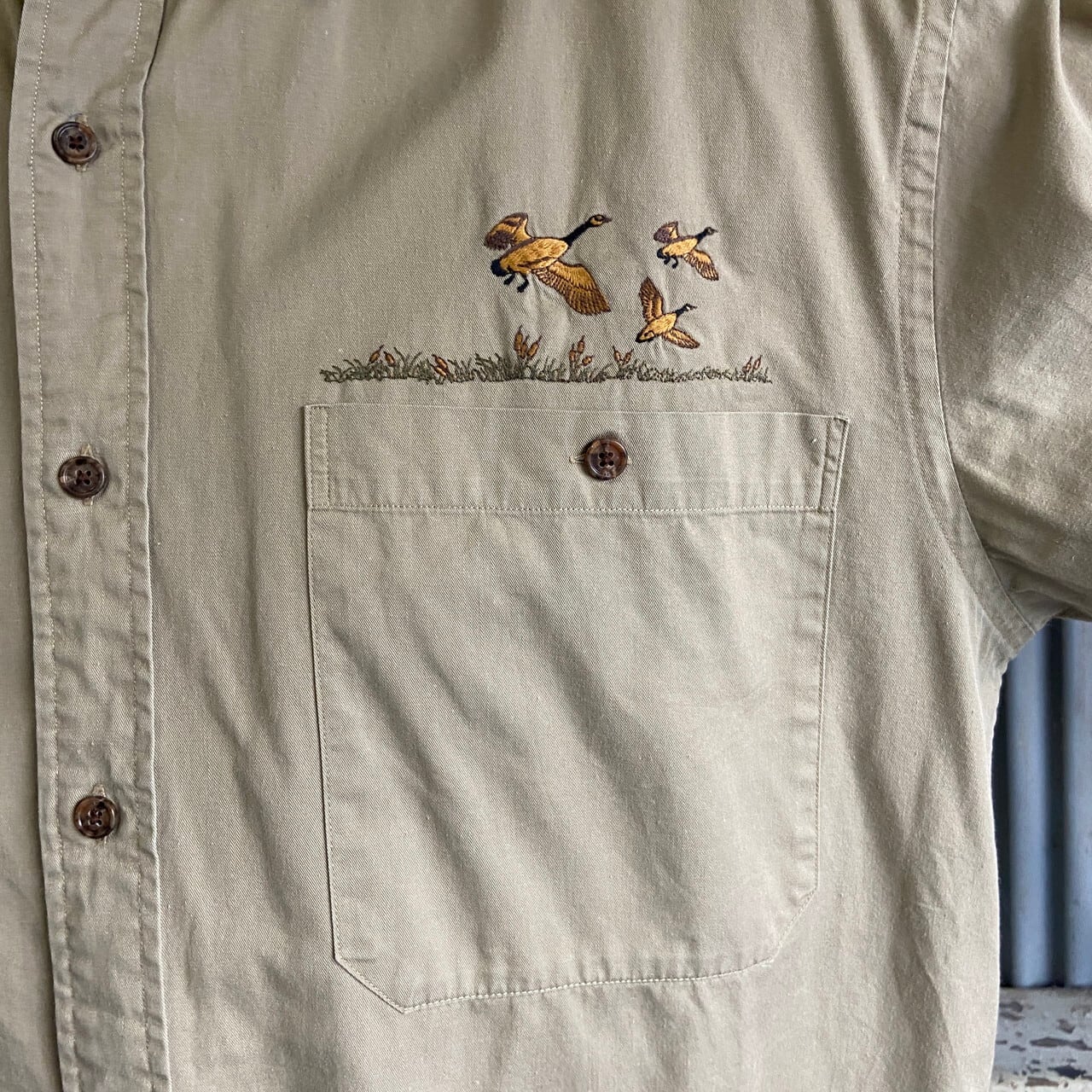 80年代 BANANA REPUBLIC SAFARI & TRAVEL バナナリパブリック 長袖 刺