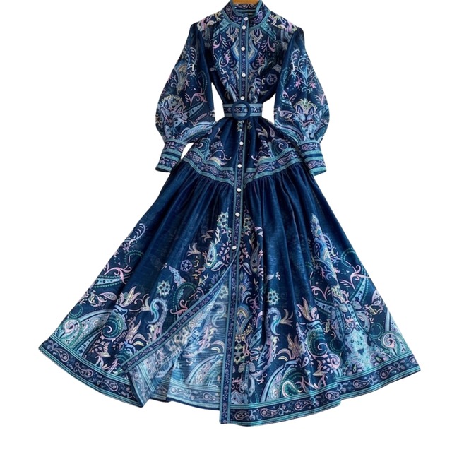 全2色 / スタンドカラーペイズリーワンピース L2199