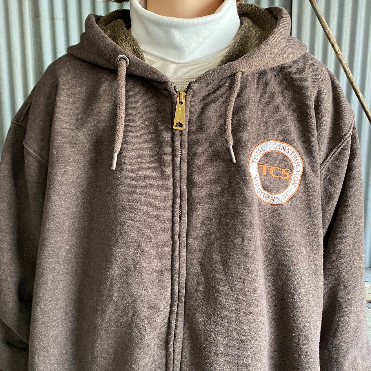 Carhartt カーハート 裏起毛 企業ロゴ刺? スウェットパーカー メンズXL 