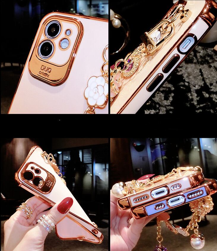 iphone12 ケース チェーンベルト付き iphone13 ケース 韓国 花の
