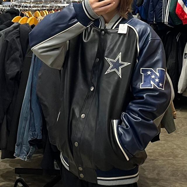 希少！ reebok×NFL ダラスカウボーイズ レザージャケット スタジャン 