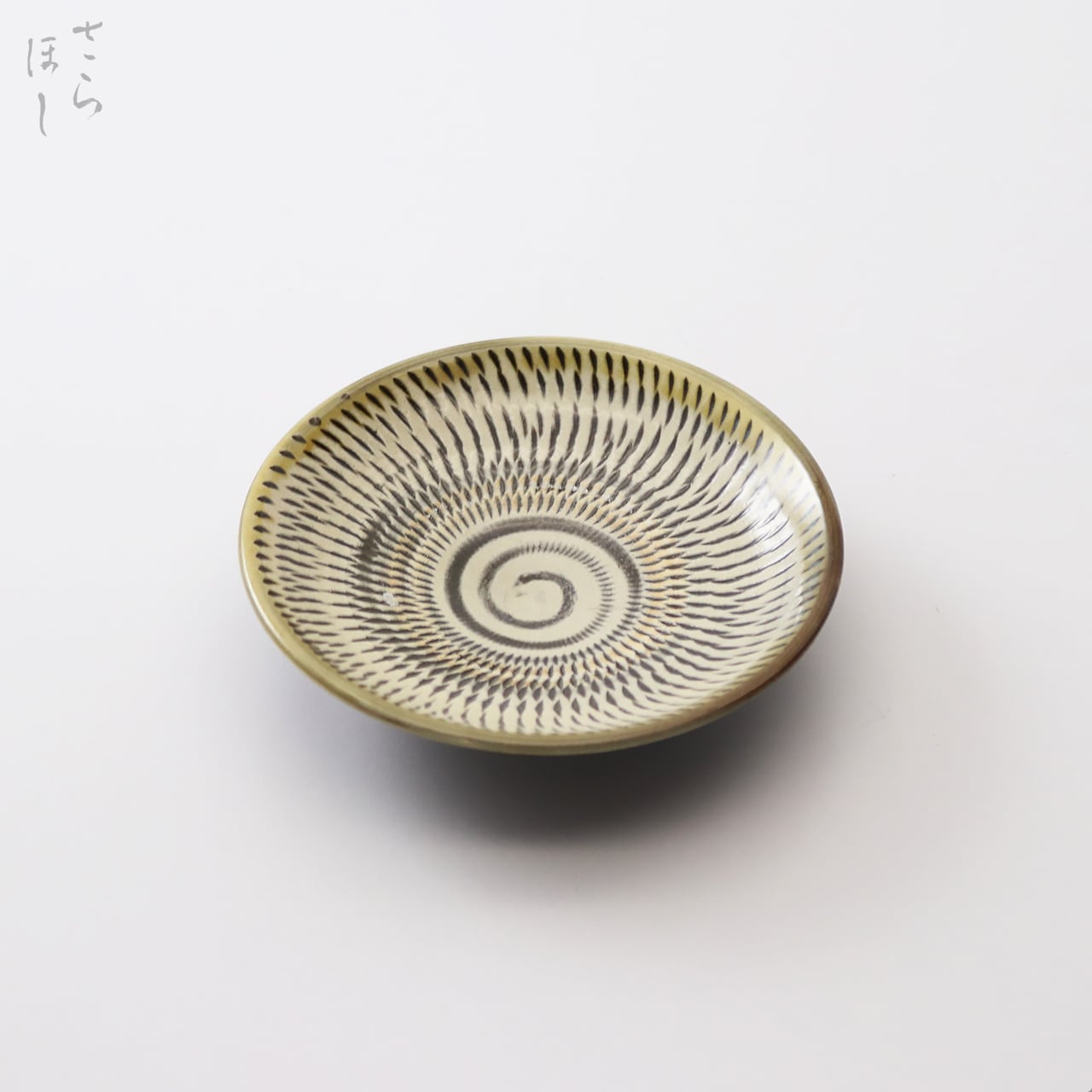 小鹿田焼 小袋窯 3寸皿 飛びかんな 白 直径約9.5cm 豆皿 陶器 和食器