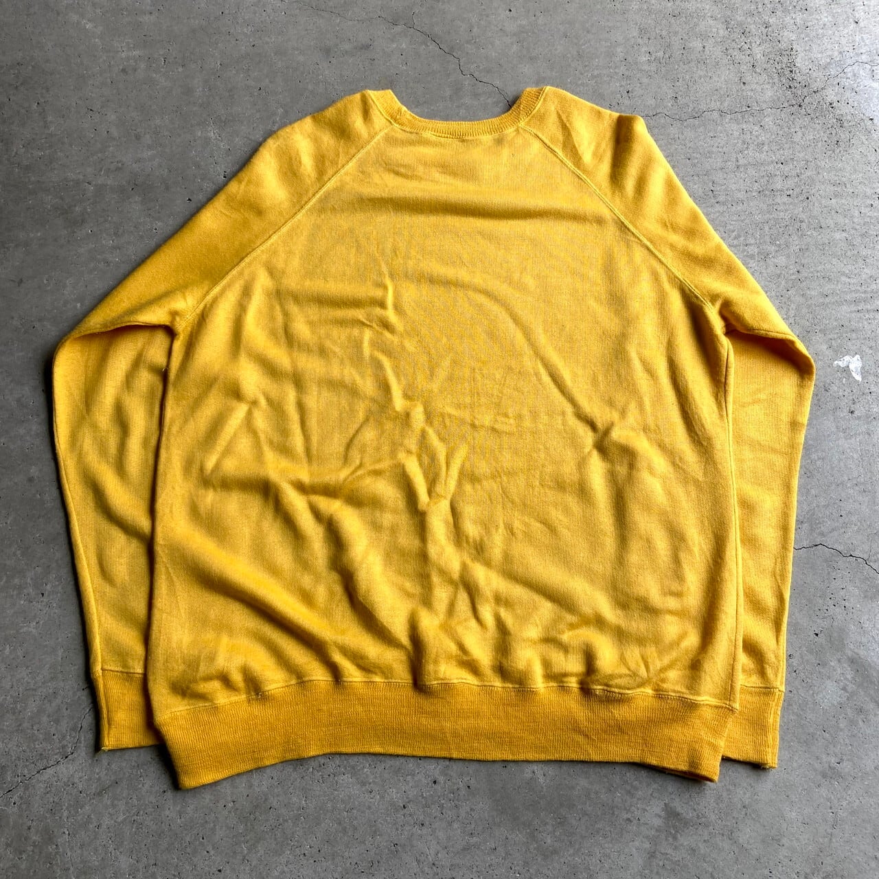 70sUSヴィンテージ3段プリントスウェットシャツ黄メンズL相当 アルテックス