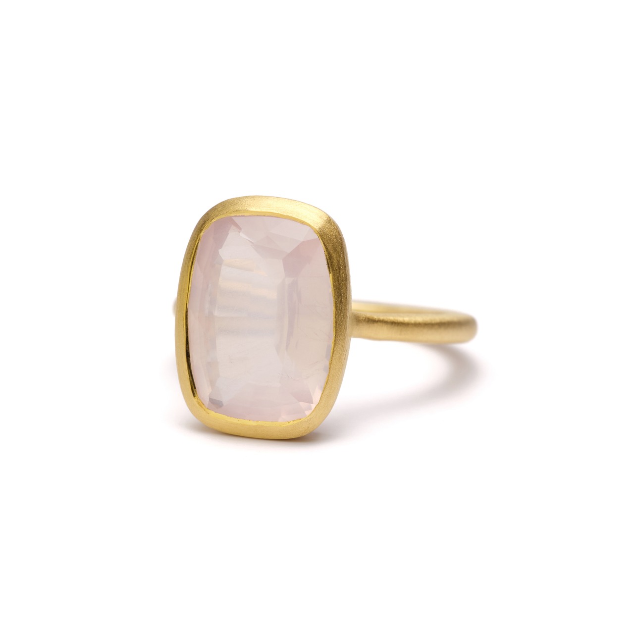 S925 SINGLE STONE MATT RING -ROSE QUARTZ- 02