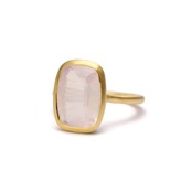 S925 SINGLE STONE MATT RING -ROSE QUARTZ- 02