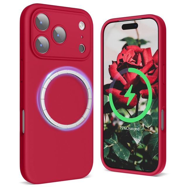 SURPHY iPhone 17 Pro 用ケース シリコン MagSafe対応,6.3インチ対応(2025) スマホケース iPhone 17 Pro(カメラの全面保護) マグネット搭載 アイフォン17 プロ用ソフトカバー(レッド)