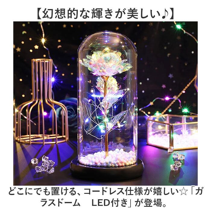 ガラスドーム フラワー LED 通販 花 ライト インテリア インテリア