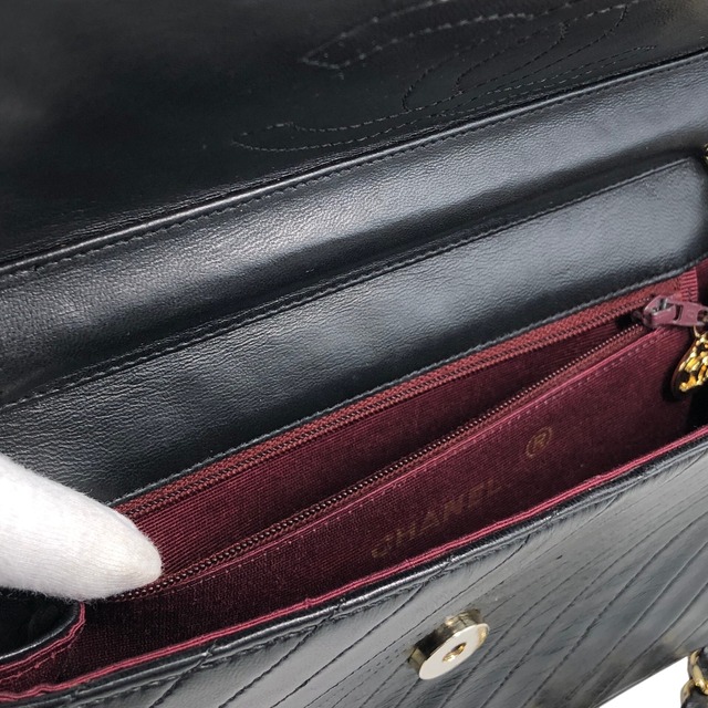 CHANEL シャネル ショルダーバッグ ブラック ココマーク レザー バイアステッチ チェーンショルダー vintage ヴィンテージ オールド wg7u6i