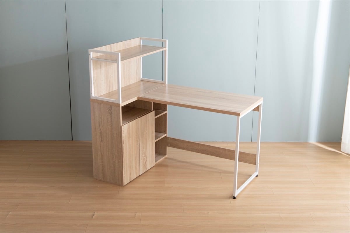 幅120cm】大容量収納でデスク周りがすっきり片付く、収納とデスク一