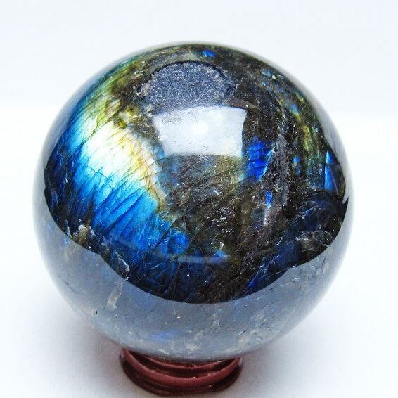 ラブラドライト 丸玉 82mm スフィア 置物 一点物 151-9151