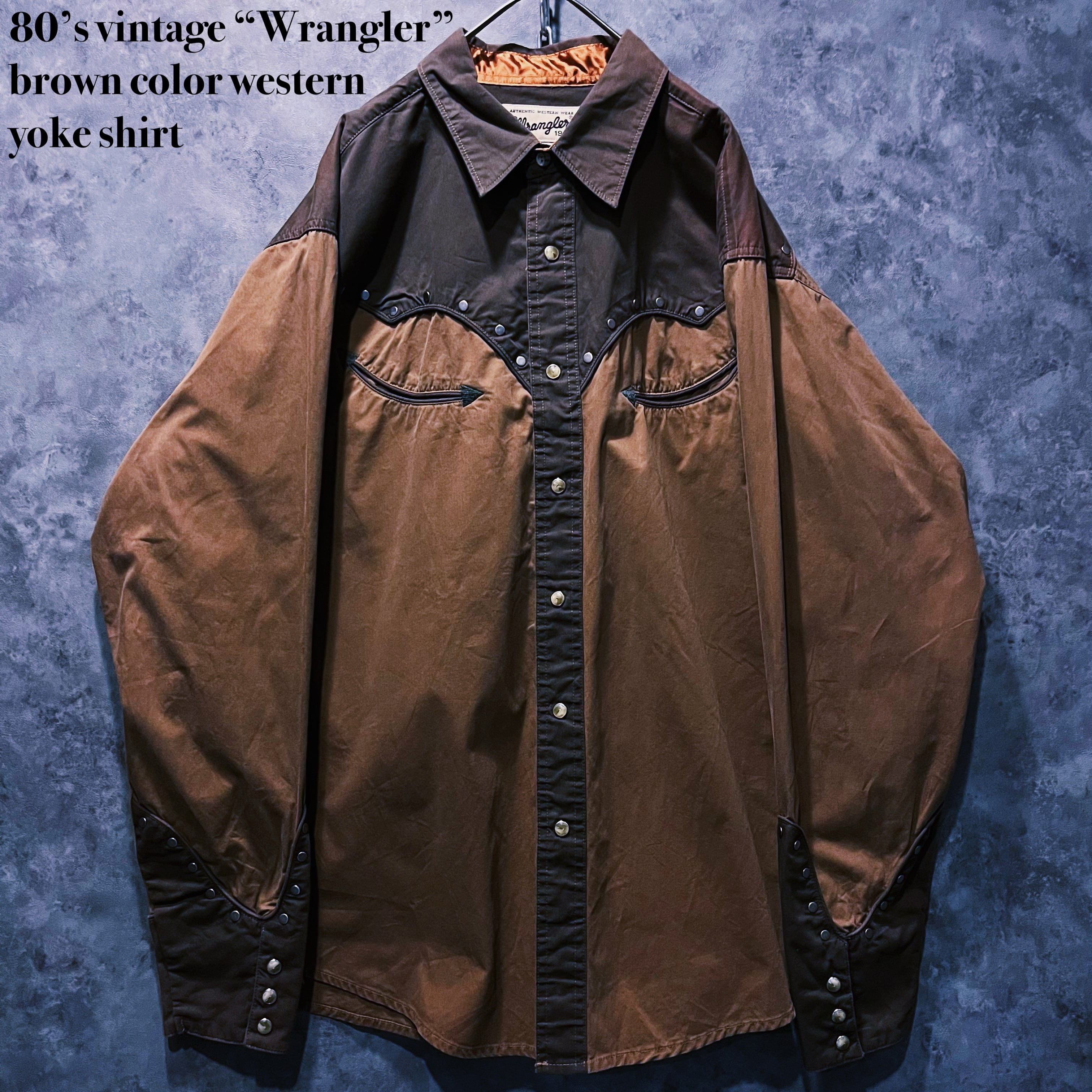 【doppio】80’s vintage “Wrangler” brown color western yoke shirt