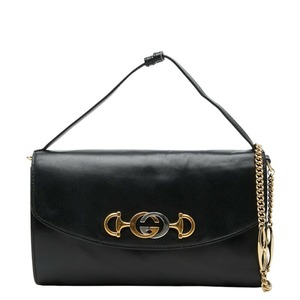 グッチ ズゥミ チェーン ショルダーバッグ ハンドバッグ 572375 ブラック レザー レディース GUCCI 【中古】