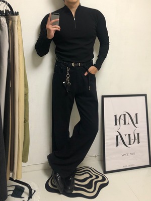 【MuscleFit】Ribbed Raglan Long Zip-Up T-Shirts (2color)