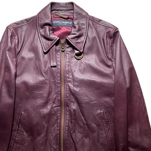 DOLCE&GABBANA reddish brown leather jacket