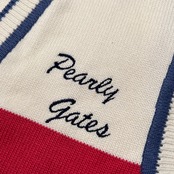 PEARLY GATES パーリーゲイツ 前ボタン コットンニット ベスト サイズ M /メンズ/ゴルフ/ホワイト×ピンクレッド×ブルー