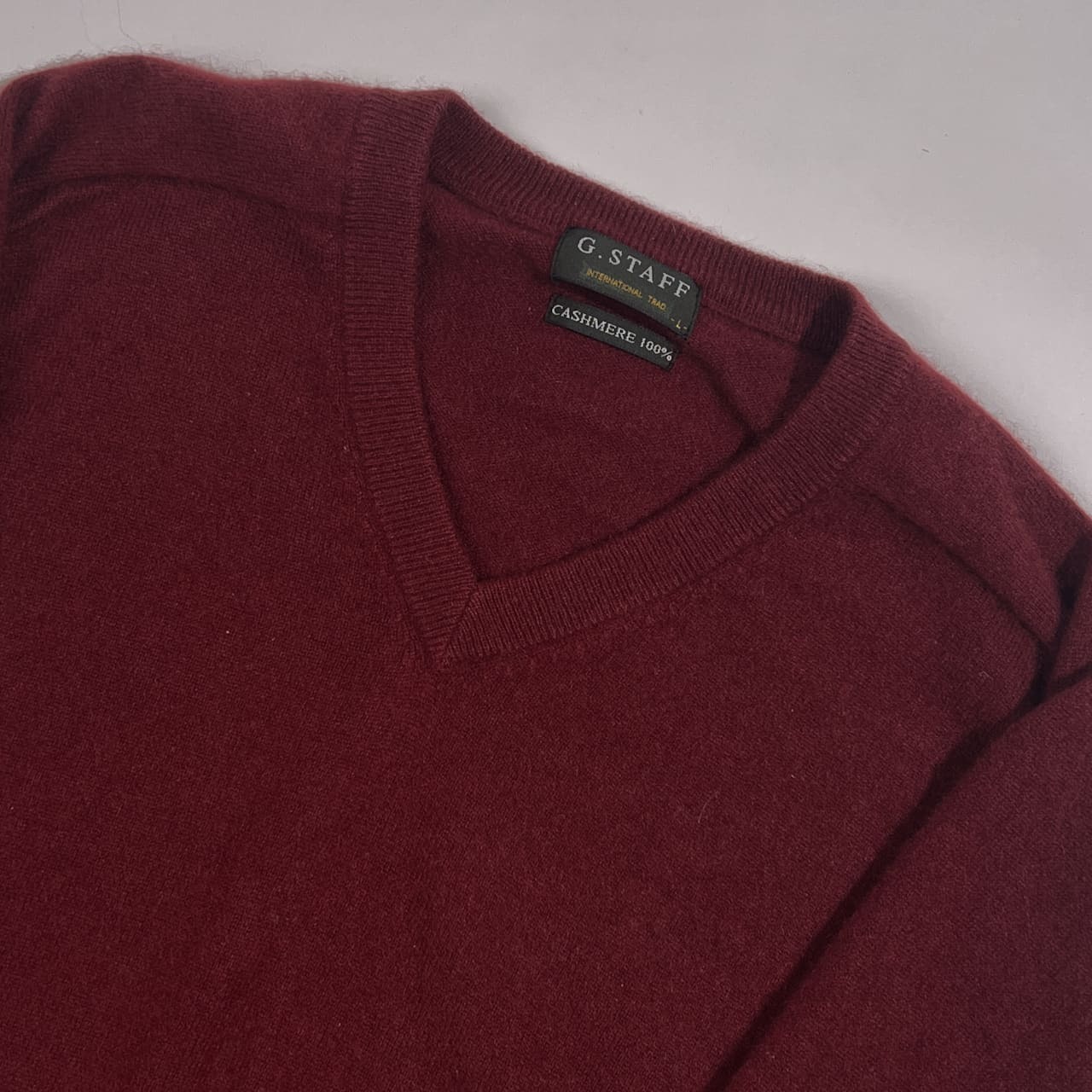 カシミヤ100% G.STAFF ジー・スタッフ Vネック ニット セーター サイズ L /ボルドー系 メンズ