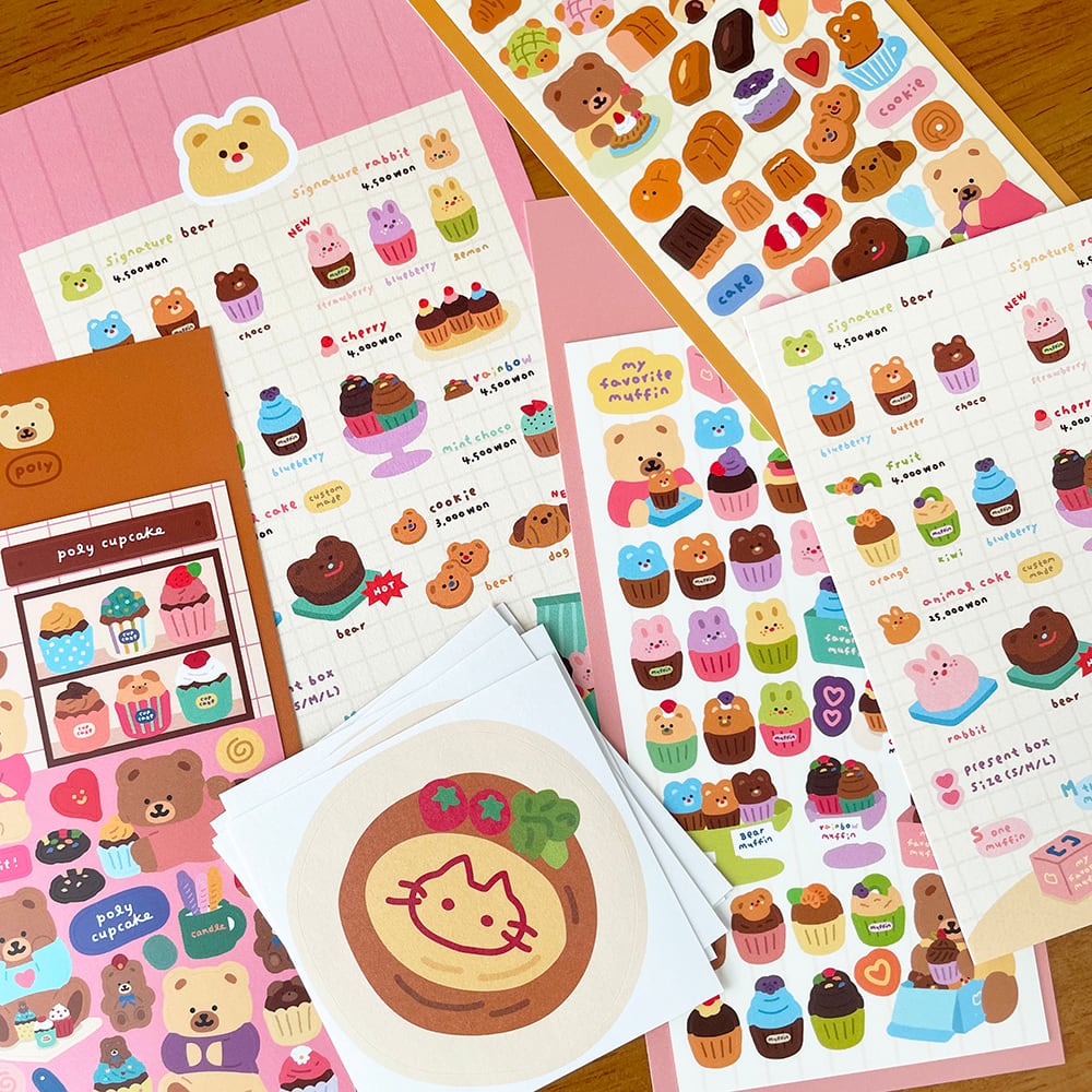 polybear】シール・メモ・ポストカード セット 스위트 베이커리팩