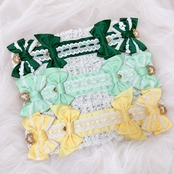 ♡【全9色】 クラシカルフリルレース ダブルリボンヘッドドレス light green ♡