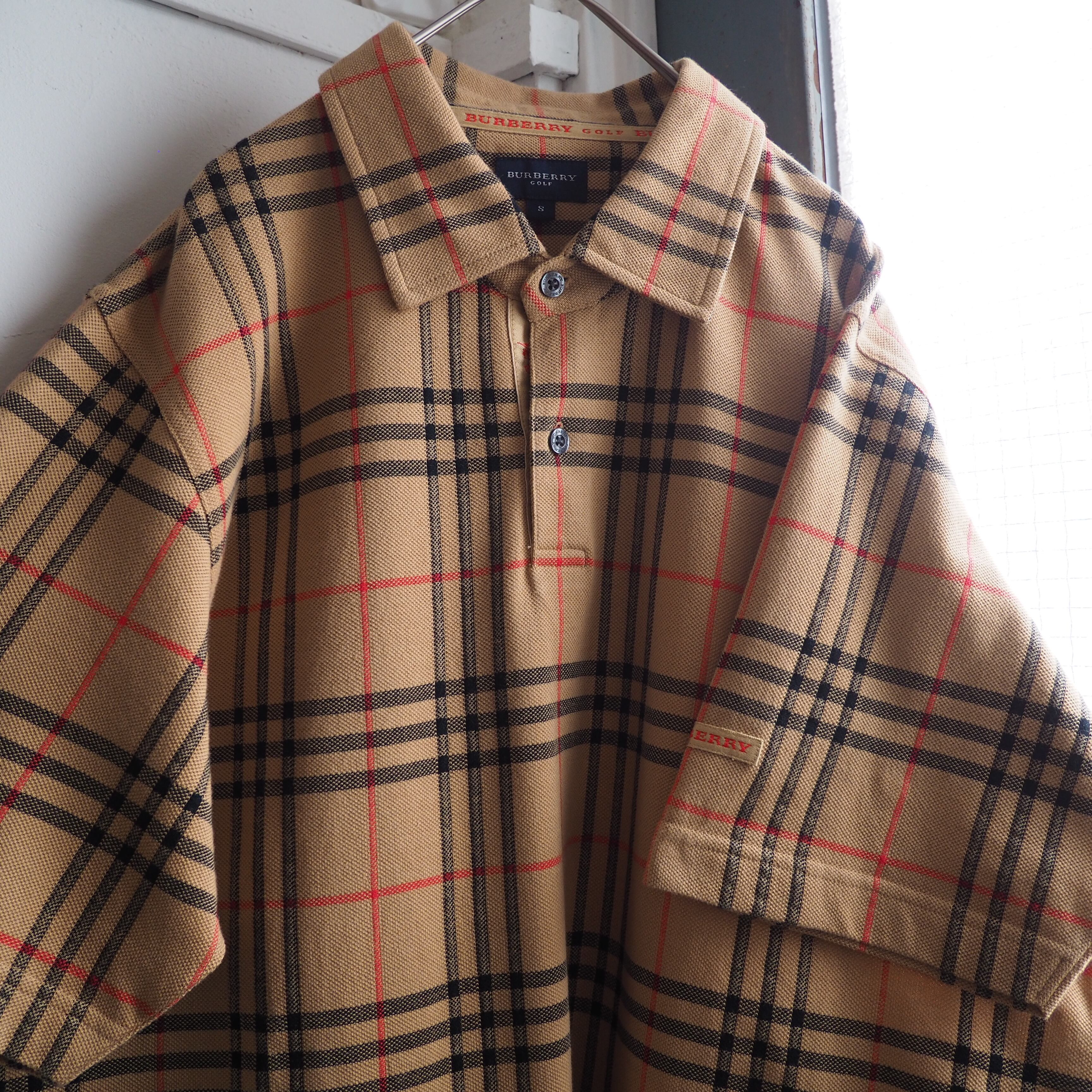 1990s ” Old BURBERRY ” Nova check Camel color vintage cotton polo shirt