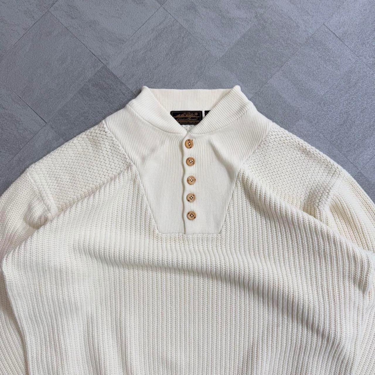 【極上】エディーバウアー コットンニット 80s ヘンリーネック 美品 希少