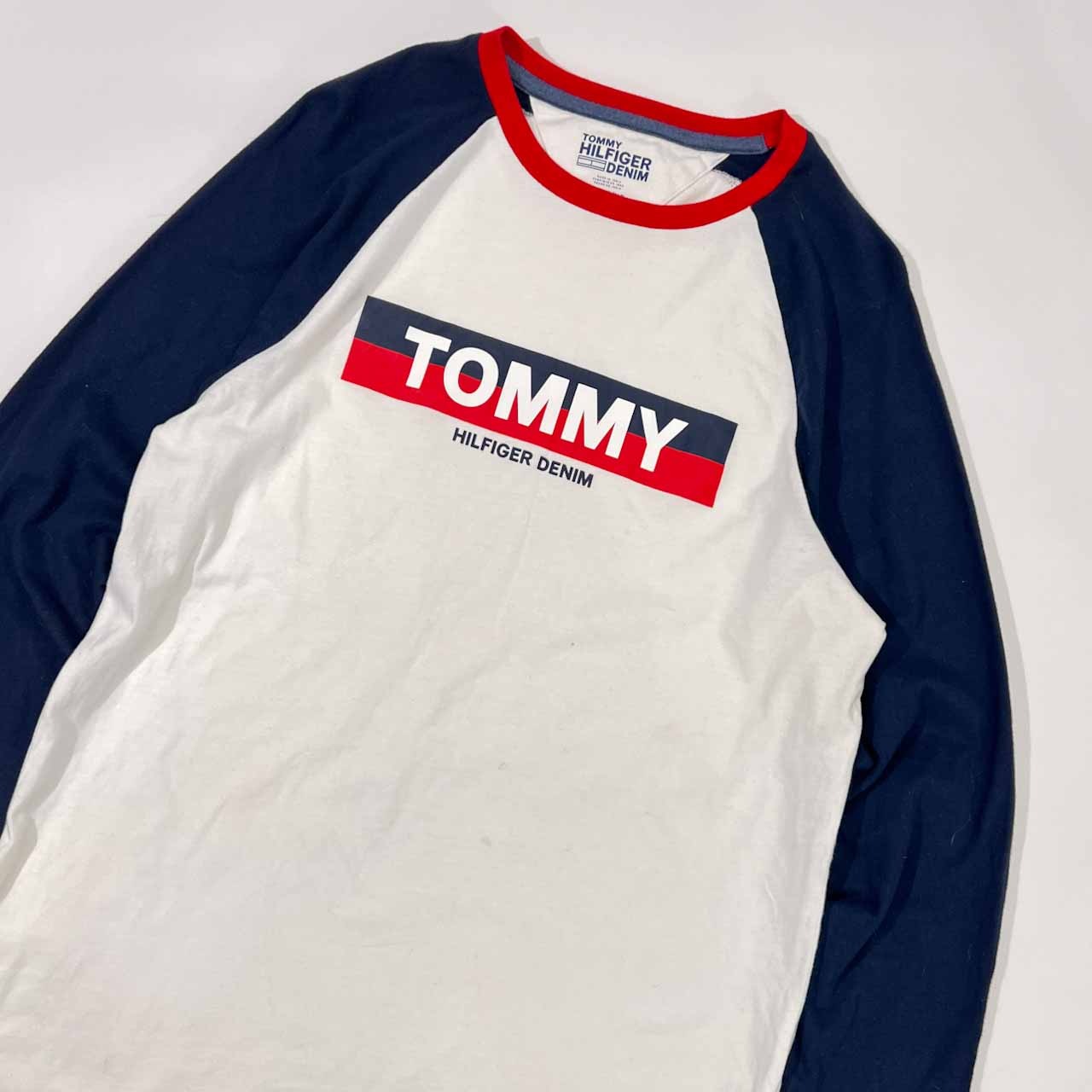 TOMMY HILFIGER トミーヒルフィガー ベースボール インド綿 長袖 Tシャツ XS/マルチ メンズ
