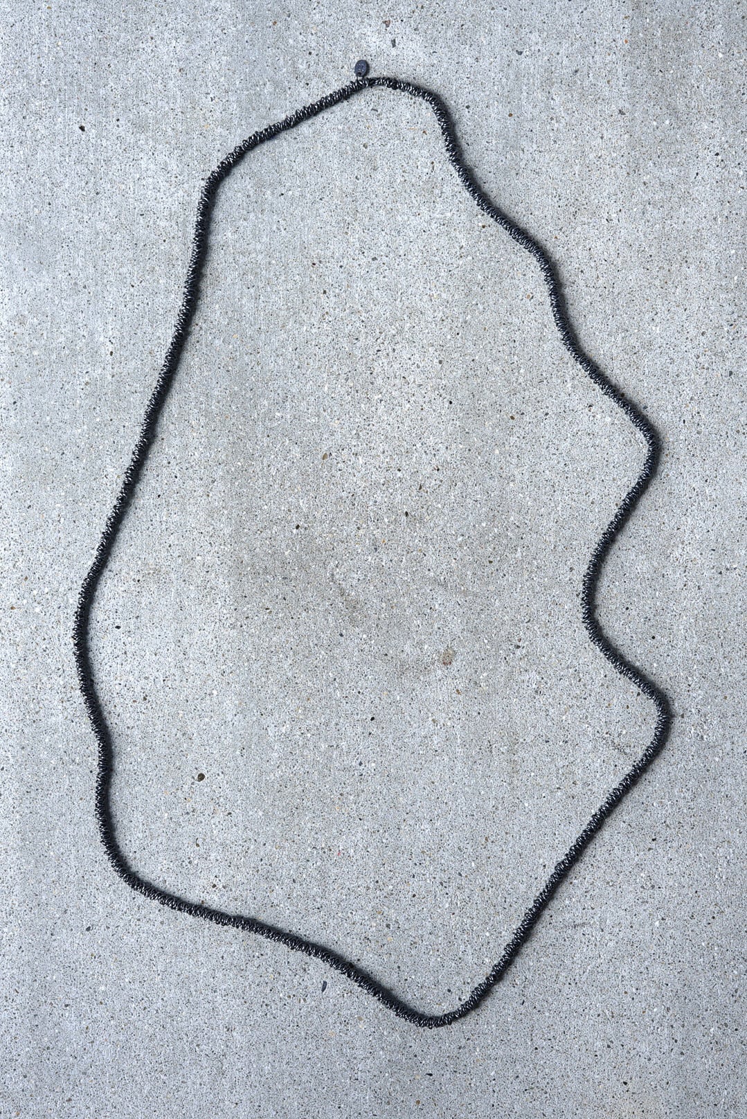 17 STEPHANIE SCHNEIDER - INTERWOVEN LONG NECKLACE, OXIDIZED SILVER & SILK