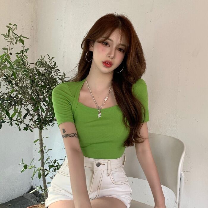 サマースタンダードスリムTシャツ トップス レディース レトロ 夏物 ドラファッションホール94308012921