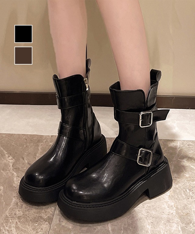 ベルト付きエンジニアブーツ