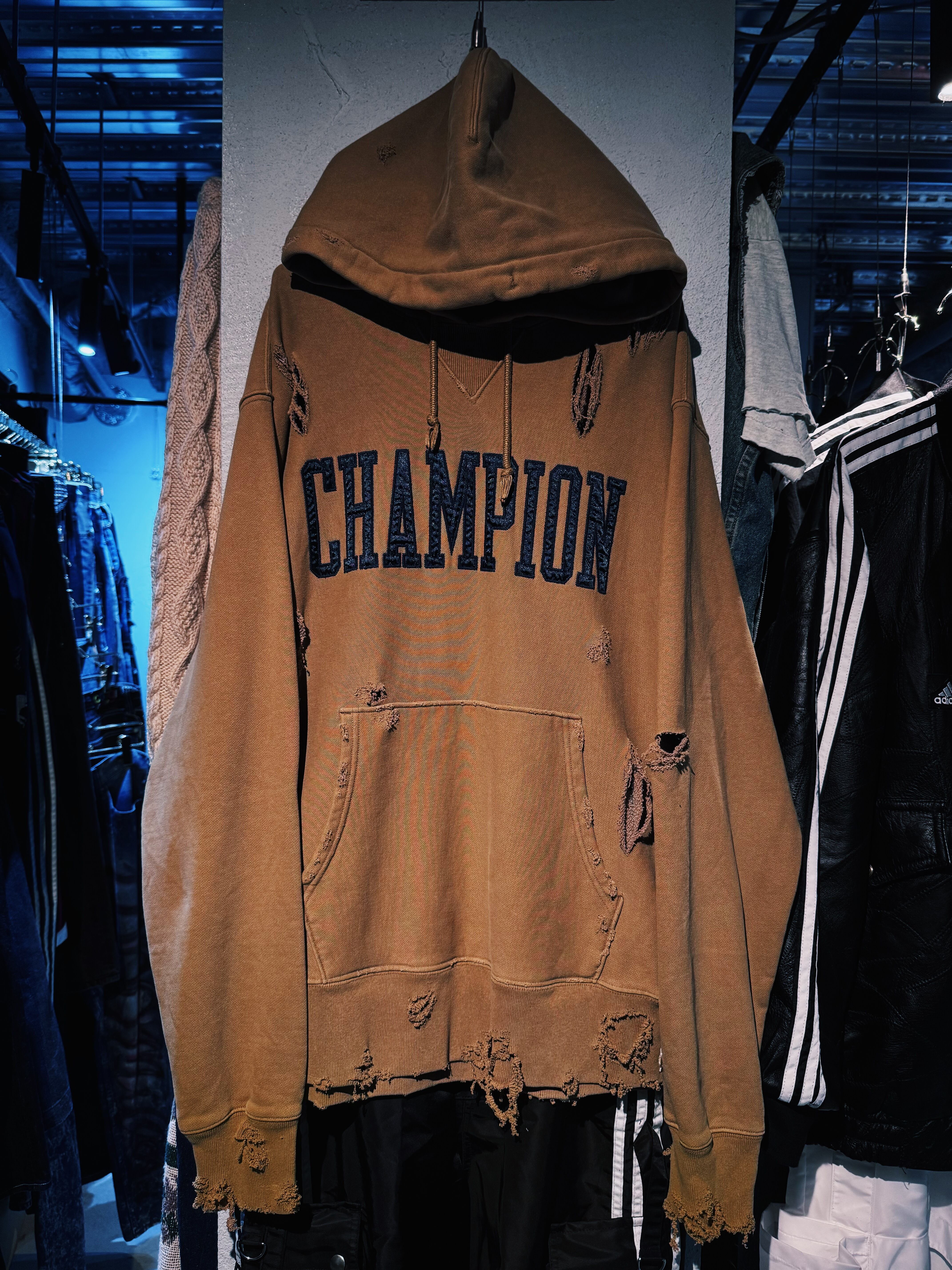 【D4C】“Champion”REVERSE WEAVE boro custom Re:make hyydie pullover