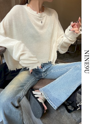 thin damege loose cutsew 2color【NINE5280】