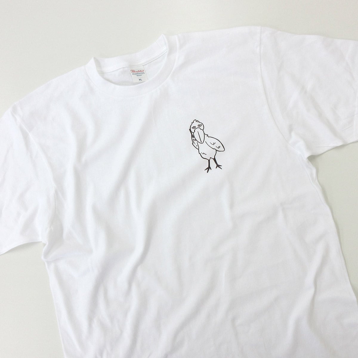 スマホ持ってるハシビロコウ  Tシャツ am88 ハシビロコウ スマートフォン おもしろ tシャツ 線画 鳥 とり トリ スマホ はしびろこう