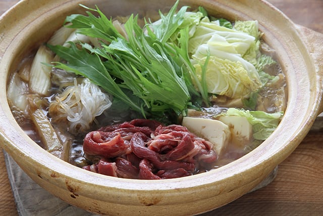 【名称】耐熱さくら鍋1個 国産馬肉 さくら鍋1kg（バラ500g、肩ロース500g） | 會津のぶっさん