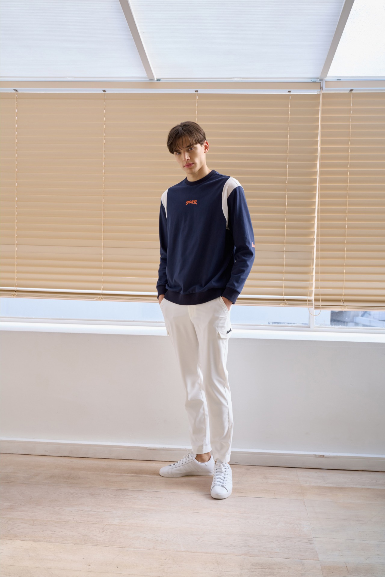 GOXO ゴーエックスオー フックスライスショルダーメッシュマンツーマン ブルー