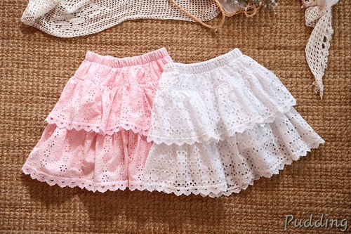 【予約】<PUDDING>  Washed embroidery skirt