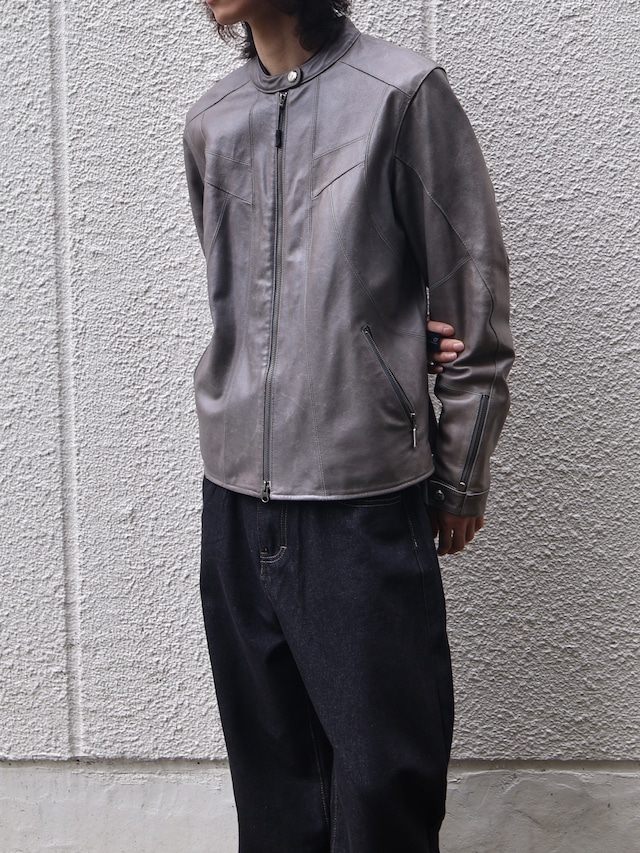 grey racing leather jacket