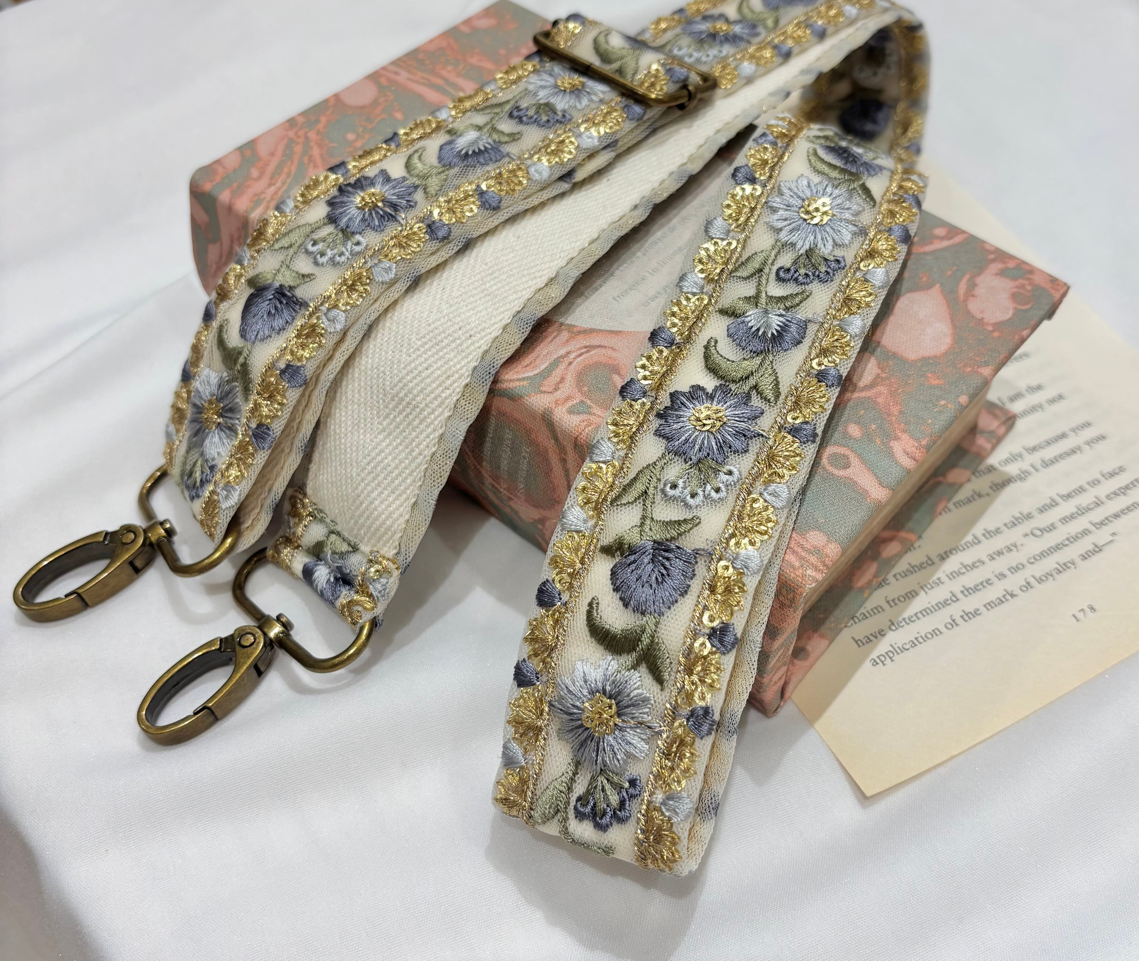 【長さ調整可能！】インド刺繍リボン ショルダー(A71-10)④