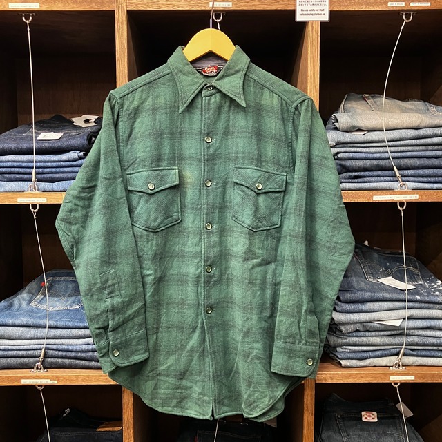 ①1960'S WOOL RICH WOOL CHECK SHIRT