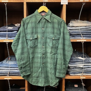 ①1960'S WOOL RICH WOOL CHECK SHIRT